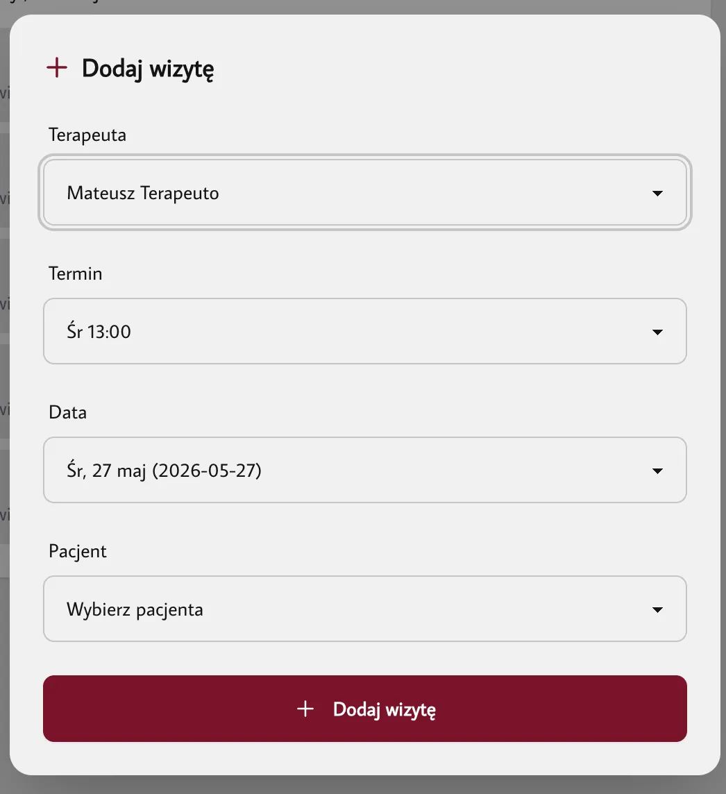 Formularz Dodaj wizytę